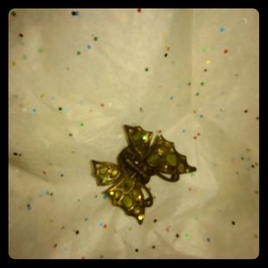 Green Bronze Jeweled Butterfly Hair Clasp